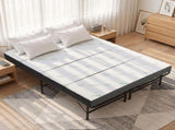 Giselle Queen Folding Bed with Mattress 4 Fold Metal Frame Guest Bed Bamboo Cover FOAM-MFM-BF-RABAM-Q
