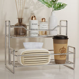 Stainless Steel Two Layers Storage Shelf Kitchen Spice Rack Bathroom Cosmetics Mouthwash Cup V1161-101216