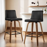 Artiss 4x Bar Stools Swivel Leather Padded Wooden BA-TW-8836-WALX4-AB