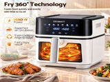 Devanti 8L Air Fryer BBQ Grill 2-in-1 Flip 1650W Touch Control Oil Free White AF-K-H-8L-WH