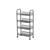 CARLA HOME 4 Tier Rolling Kitchen Trolley Cart - Metal Mesh - Black - Basic - Steel V178-36465