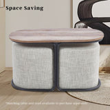 Ottoman Stool Linen Fabric Footstool Foot Rest Pouffe Pouf Seat - Cream Grey V274-FT-GQSST03-CR1