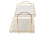 2 Tier Cosmetic Storage Shelf Large Capacity Waterproof Gold Metal Storage Shelf Rack for Bathroom V1294-YM0523-3112220030711