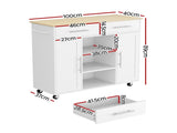 Artiss Kitchen Island Trolley Rolling Serving Cart Storage Drawer Cabinet 100cm White FUR-S-KI-100-WH-AB