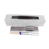 Tabletop Fire Pit Rectangle Concrete Grey Stainless Steel Liner with Lid Sticks Small Portable V1294-YM0901-3111230275111