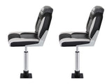 Seamanship 2X Folding Boat Seats with 2X Adjustable Pedestals 5575cm Marine Seat Swivel High Back BS-86522-BK-5575X2