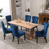 6x Velvet Dining Chairs Upholstered Tufted Kithcen Chair with Solid Wood Legs Stud Trim and V226-SW1901BL-3