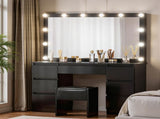 Artiss Dressing Table Vanity Desk Set Stool 12 Led Bulbs Black FURNI-N-DRESS02-LED-BK-AB