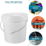 Lightweight White Paint Bucket with Lid and Iron Handle for Multi Functional Storage Use V1369-AZ3-W-18623