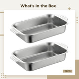 2PCS Stainless Steel Cake Pans, Rectangle Sheet Pans with Handles for Baking, Shallow Thickened V1369-AZ3-W-08628