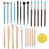 Polymer Clay Tools, Clay Tools Kit, 24pcs Clay Sculpting Tools Set with Stylus and Rock Painting Kit V1366-AZ2-W-24188