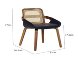 Set of 2 Rattan Back Dining Chairs, Black Faux Leather V1127-AU-DC02-BLK