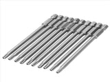 20Pcs 100mm Length 1/4 Inch Hex T20 Torx Security Screwdriver Bits, Silver Gray V1366-AZ2-W-15833