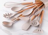 Set of 12 Silicone Kitchen with Wooden Handle - Storage Bucket - Non-Stick Pan & Kitchen V1188-ZXY-10660
