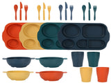 Macaron 4 Colours Durable Eco-Friendly Wheat Straw Dinnerware Set - 24 Pieces with Plates, Bowls, V888-ELOSUNG28143