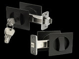 2x Contemporary Entry Square Pocket Door Hardware with Key V63-842401