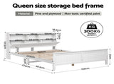 Artiss Queen Bed Frame with Storage Headboard and Footboard Wooden Bed Base White WBED-F-S1-Q-107-AB