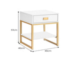 Sarantino Alessia Bedside Table - White/Gold TBL-392-11-WHG