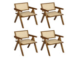 Levede 4x Walnut Wicker Armchair Dining Chair CH1101-WAX4