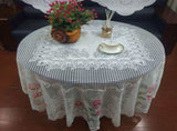 Warm Home Designs 70 Inch Round Tablecloth,Pink Rose Floral Embroidery Lace Table Cloth Cover for V1366-AZ2-W-26616