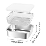 Stainless Steel Colander Set,Square 2-in-1 Strainer Bowl with Lid,Food Storage Container for V1366-AZ2-W-16931