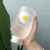 480ml Milk Juice Cute Water Bottle with Scale 2 Lids Little daisy Matte Portable Transparent Water V1192-AZ-W-17054