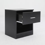 2X Bedside Table Side Storage Cabinet Nightstand Bedroom 1 Drawer 1 Shelf ELLA - BLACK V274-FT-BEDT-2DC05-BK2