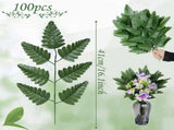 Artificial Leaf Fern - Artificial Fern Leaves Stem Faux Greenery Plant for Cemetery Grave Headstone V1366-AZ2-W-14641