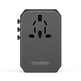 CHOETECH PD6045 GaN Tech 2C2A 45W Travel Adapter with US EU UK AU Plugs Black V28-ELECHOPD6045