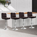 Artiss 4x Bar Stools Leather Gas Lift Brown BA-K-1055-CHX4