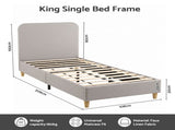 Artiss King Single Bed Frame with Headboard, Faux Linen Fabric Grey BFRAME-H-VIC-KS-BG-AB
