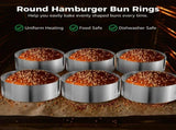 12PCS Hamburger Bun Rings, 3.9"1.6" Stainless Steel Round Mousse Rings, Non-stick Hamburger Baking V1369-AZ3-W-08726