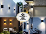 2 Pack Outdoor Wall Lights Aluminum Up Down IP44 Waterproof Black Lamps for Patio Garden Balcony V1237-ZY-522-0095