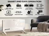 Pronti Glass Panel Convection Heater with Remote Control LED Display White HEA-GPL-E20-WH