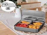 Multi Spice Containers Condiment Station Rectangular Stainless Steel Multiple Compartments Food V1192-AZ-W-27599