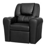 Keezi Kids Recliner Chair PU Leather Sofa Lounge Couch Children Armchair Black KID-RECLINER-BK