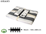 Rans Black Alfresco Stripes Cotton Tablecloth - Choose from 2 sizes 150cm x 300cm V442-RAN-TABLEC-ALFRESCO300CM-BLACK-RE