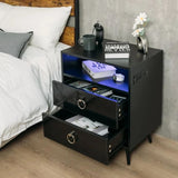 Amelia Modern LED Bedside table with USB and power socket Black V195-NT-023-BK