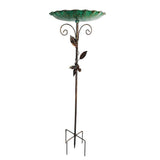 Garden Bird Bath, Large Outdoor Water Bowl, Iron Construction, 77 Cm Tall, Adjustable Height, Leaf V1366-AZ2-W-27720