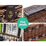 Alfresco 4 Person Picnic Basket Set Wooden Blanket Cooler Bag Outdoor Insulated PICNIC-4PPL-CHEESE-COPP