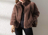 Women's Faux Fur Jacket Trendy & Warm Coat - Khaki - Size 2XL V1106-M-APP-SX-652-KHAK-2XLAU2XLEU54