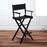 Sarantino Black Tall Directors Chair Beech Wood Frame with Canvas Seat WDC-JOY-BK