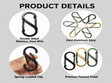 Black Hiking Backpack with 5 Carabiners Included Lightweight Waterproof Outdoor Daypack for Men V888-ELOSUNG54672