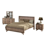 4 Pieces Bedroom Suite King Size Silver Brush in Acacia Wood Construction Bed, Bedside Table & V43-BDS-SSH-4PC-DRS-K