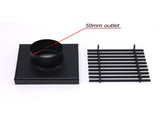 Matt Black 100mm Square Strip Fence Shower Grate Bathroom Floor Drain 50mm Waste V1233-SQWL0200D50BL
