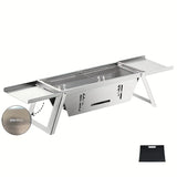 Silver Gray portable barbecue grill, outdoor grill, camping grill, lightweight grill, picnic grill, V1347-132-GRA-61622