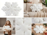 snowflake pillow, plush throw pillow, winter decor, Christmas cushion, sofa accent pillow, bedroom V1102-102-63597-WHT-50CM