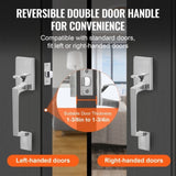 VEVOR Entry Door Handle, Satin Nickel Square Handle Set with Lever Door Handle No Lock, Adjustable V952-GGSBDMNBDSFXMCY8VV0
