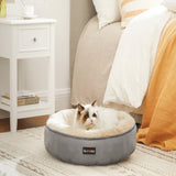 FEANDREA 50cm Dog Sofa Bed Round Shape Fabric Light Grey V227-3309641001080