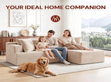 Couch Modular Sectional 3 Seater Sofa L-Shaped Khaki81" Boneless Sofa Bed, Deep Seat and Side V1337-LS-BK02-K